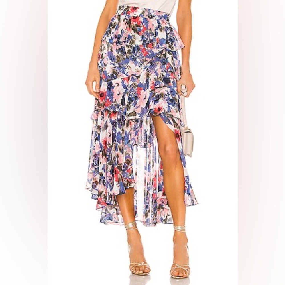 MISA Floral Skirt in Pink and Blue